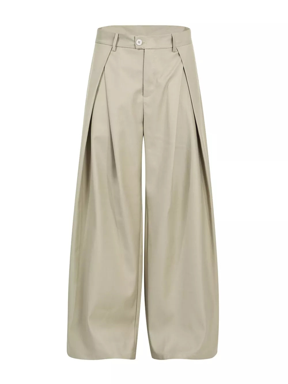 wide-leg pants in khaki featuring adjustable and loose fit