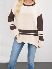 cream relaxed pullover sweater with crew neck