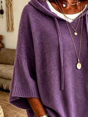 Red relaxed pullover hoodie with hooded