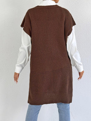 Oversized V-Neck Sweater Vest in Black with oversized