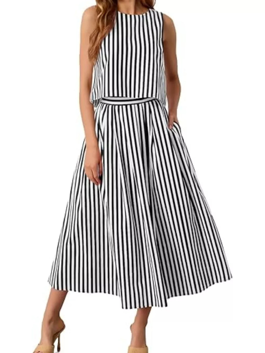 Red two-piece set with midi and pullover