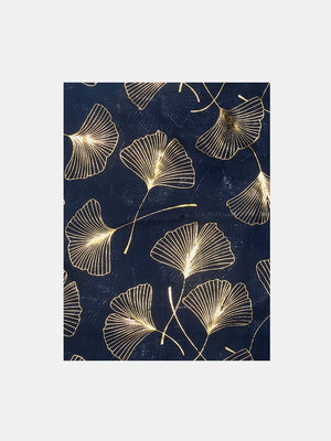 Gilded ginkgo leaf scarf in dark navy with gold metallic print.