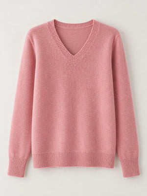 Golden Camel v-neck sweater with ribbed and long sleeve