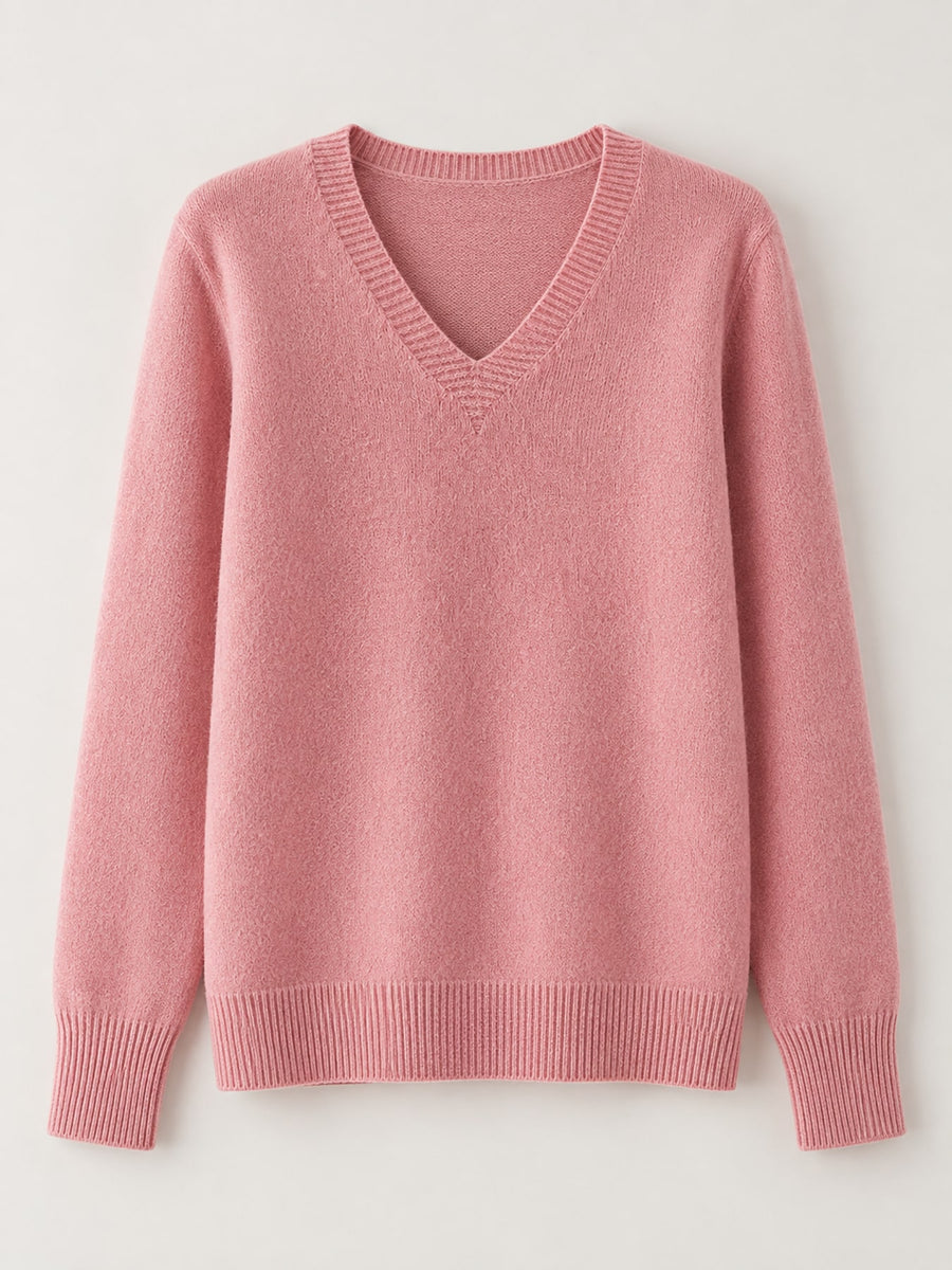 Golden Camel v-neck sweater with ribbed and long sleeve