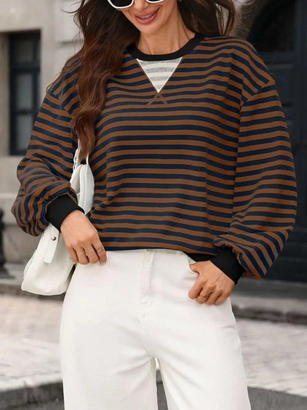 65% Rayon 30% Polyester 5% Spandex Care instructions: Machine wash cold sweatshirt in Blue Red with relaxed silhouette
