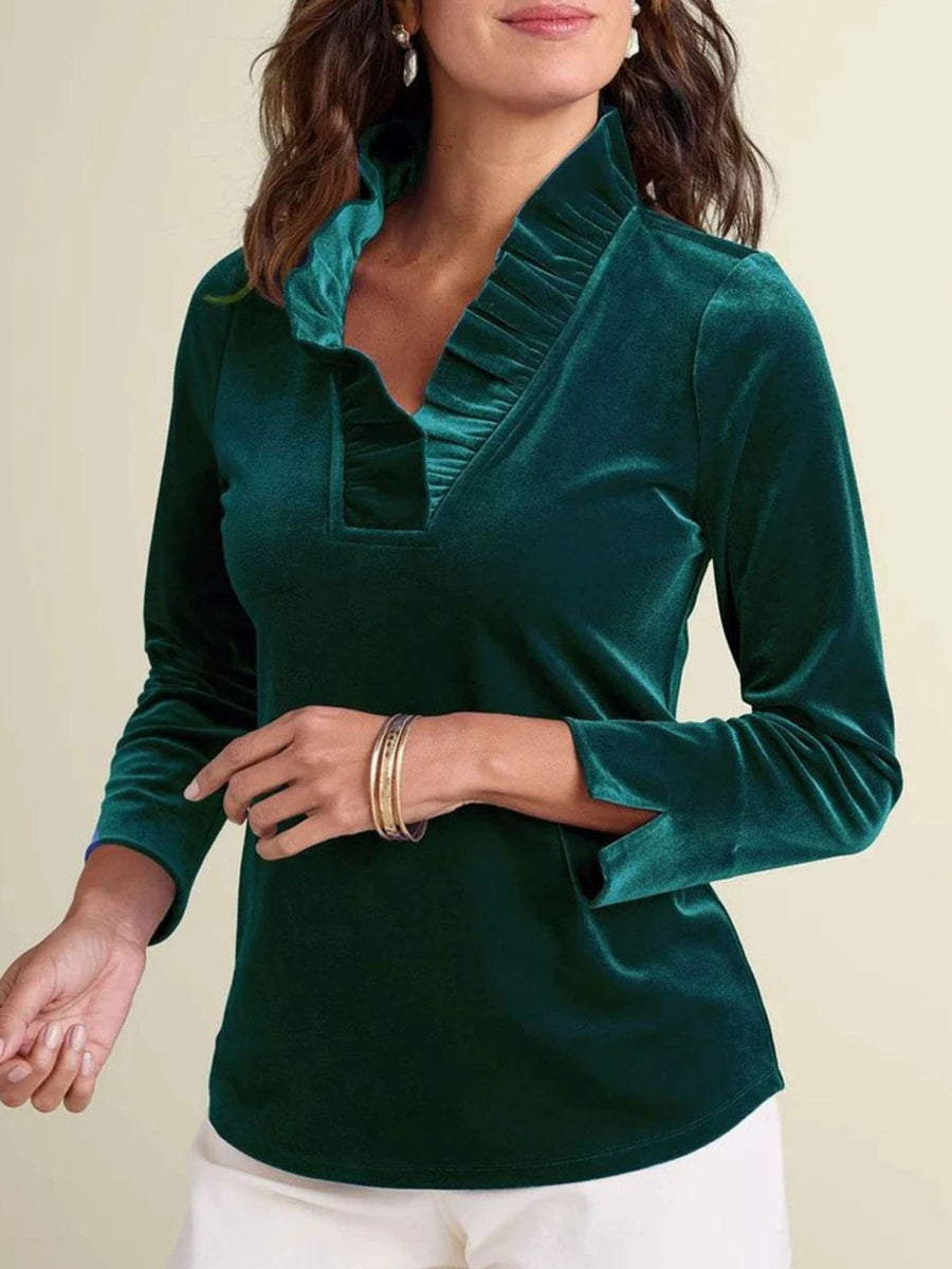 romantic blouse in royal blue with v-neck