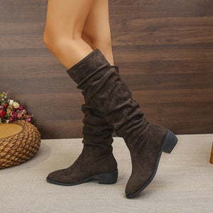 Suede,Rubber Imported Size &amp boots in Black with slouchy silhouette
