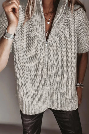 100% polyester Care instructions: Machine wash cold zip-up sweater in Beige with regular silhouette