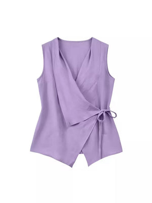 Tie Detail Sleeveless Top in Pink