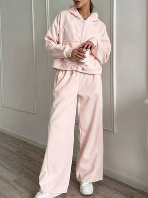 athleisure lounge set in Apricot with hooded