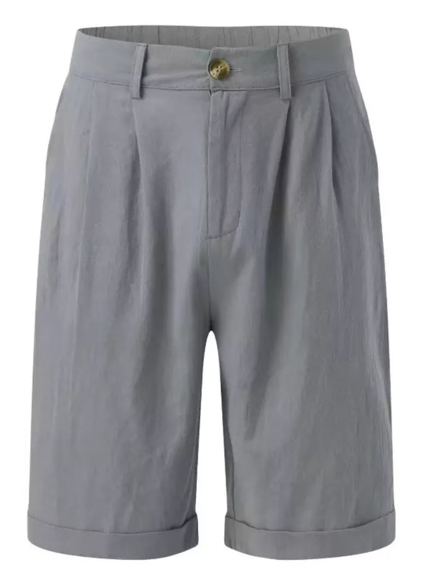 Army Green Men's Classic Pleated Full Size Shorts Plus Size