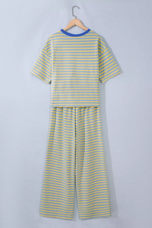 pajama set in sky blue with striped and drawstring