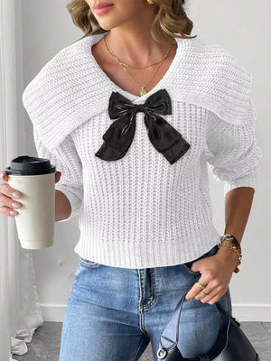 100% polyester Care instructions: Machine wash cold pullover sweater in White with regular silhouette
