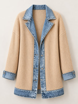 Red cardigan with ribbed and long sleeve