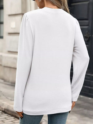 Open Front Long Sleeve Cardigan in White with basic style