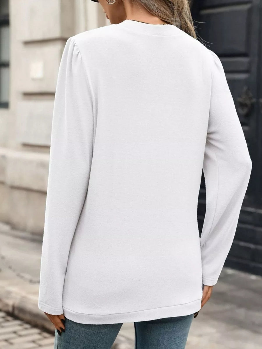 Open Front Long Sleeve Cardigan in White with basic style