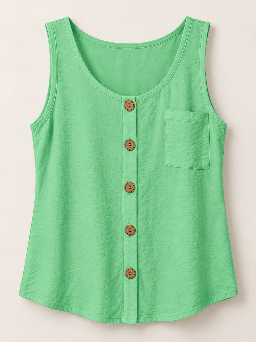 At least 95% polyester, with cupro tank top in Light Green with relaxed silhouette