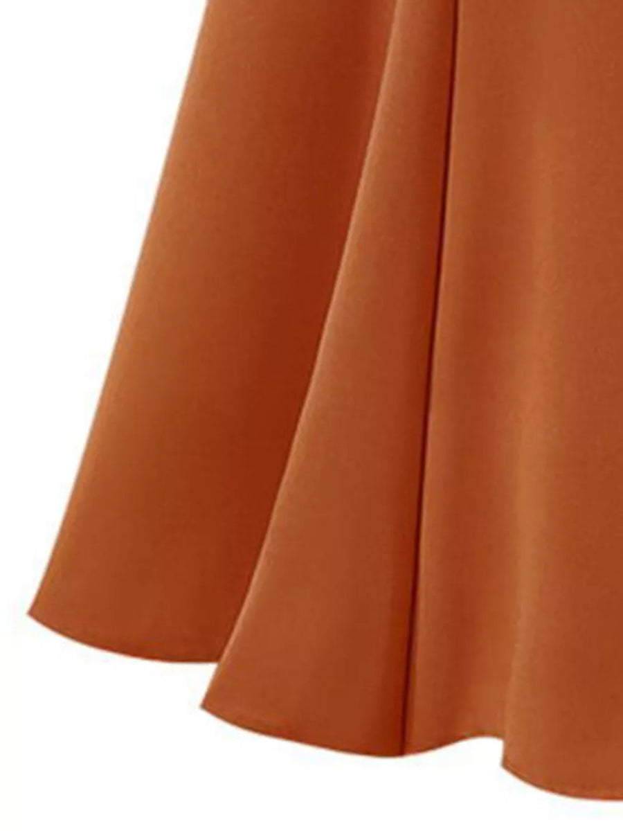 Black A-line Midi Skirt With Elastic Waistband