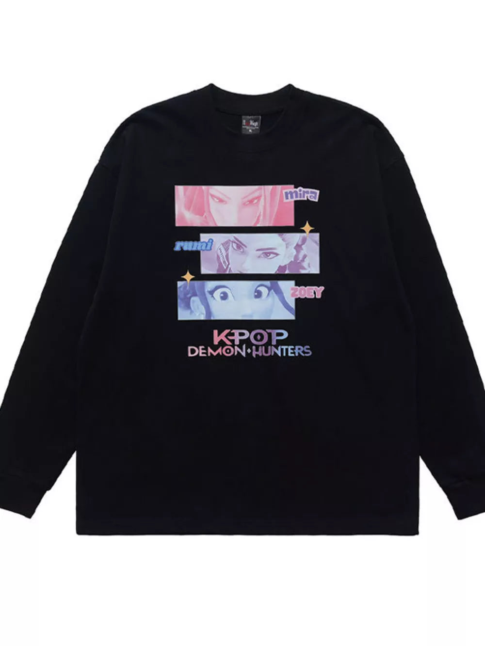 Black Crew-neck Graphic Top