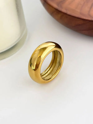 2-piece 18k Gold-plated Stainless Dome Band Rings in gold with 2-piece set