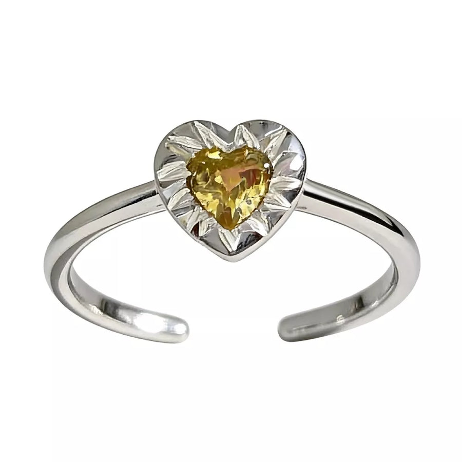 ring featuring heart-shaped in Yellow with 925 sterling silver,Zircon Care instructions: Avoid wearing during exercise, as