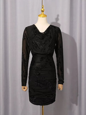 Ruched Long Sleeve Mini Dress option 8