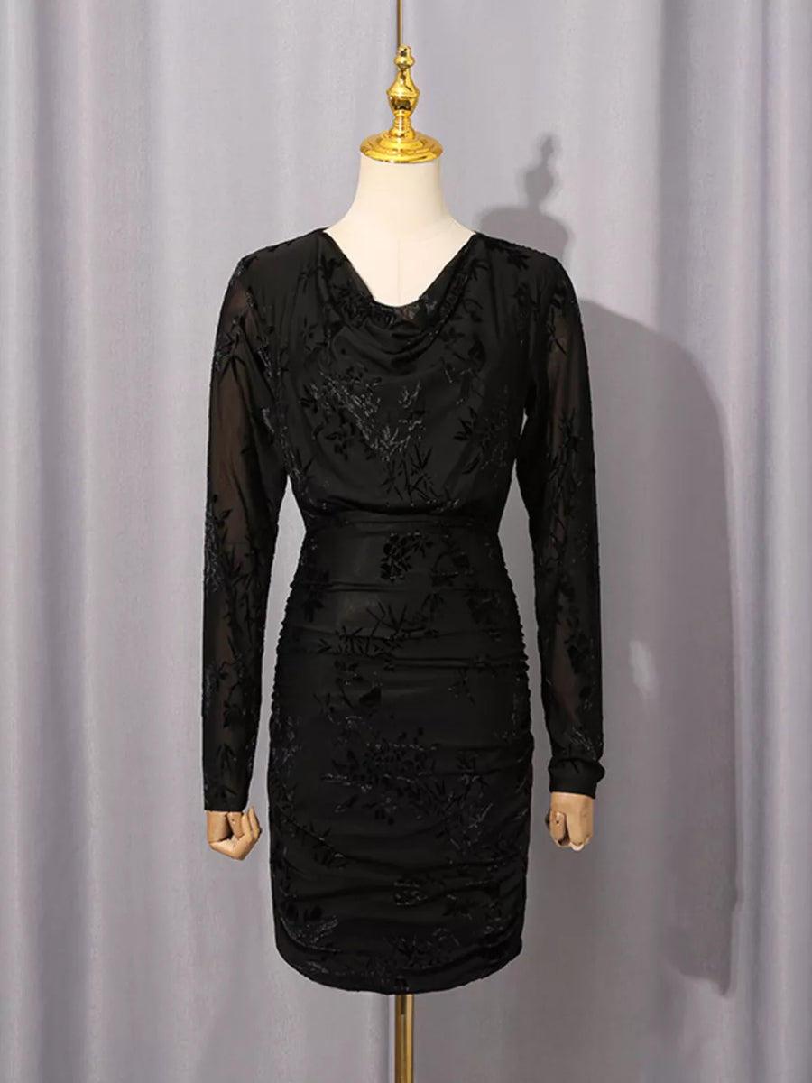 Ruched Long Sleeve Mini Dress option 8