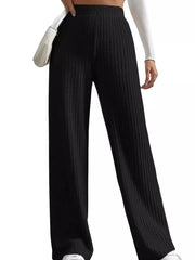 wide-leg pants in Beige with ribbed and ribbed