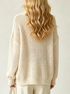 minimalist cardigan in cream with v-neck