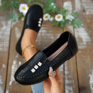 Round Toe Slip-ons in Khaki with round toe
