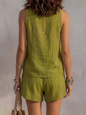 Olive lounge set with mini and button-front