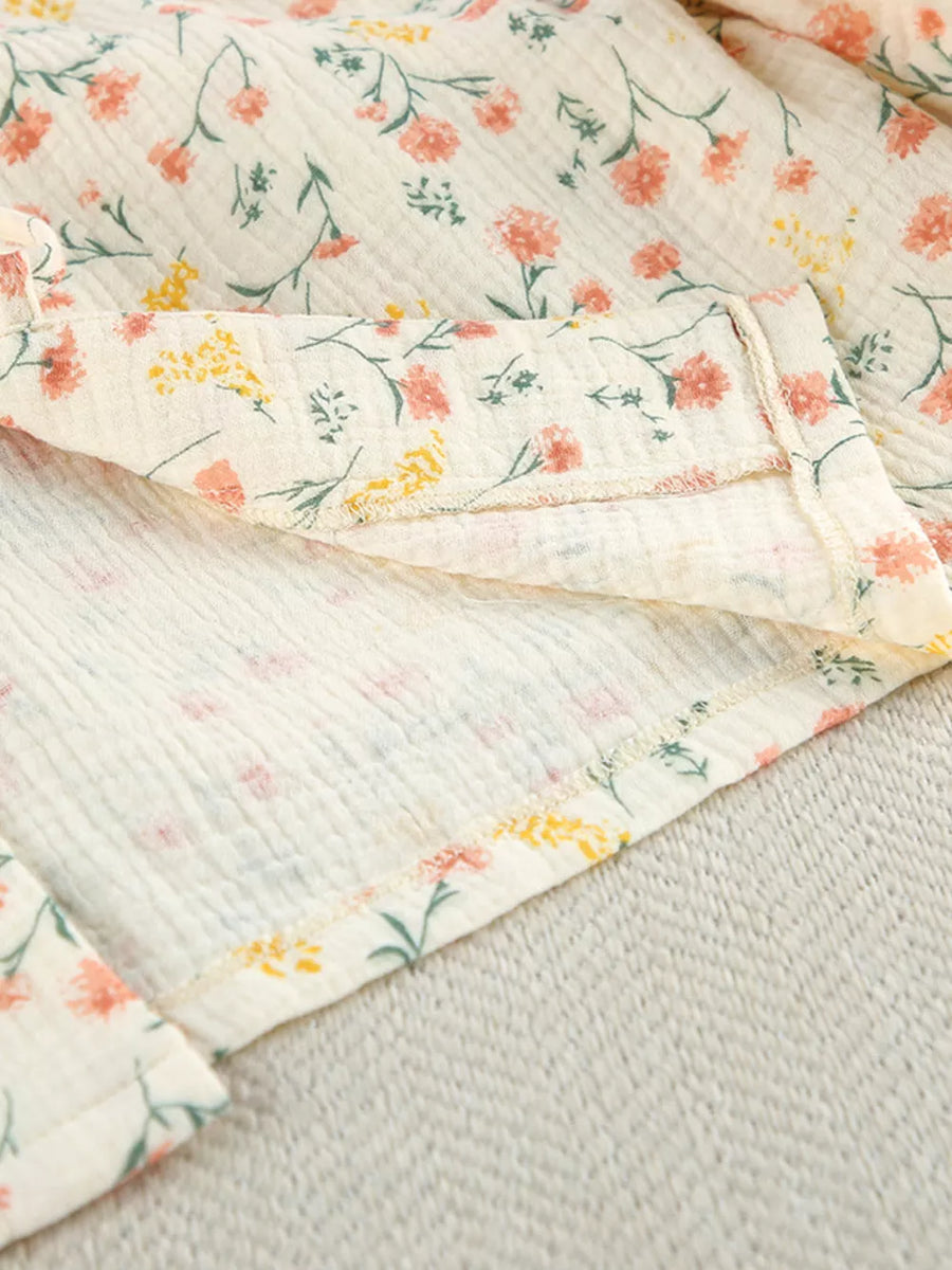 yellow lounge set with tie and ditsy floral