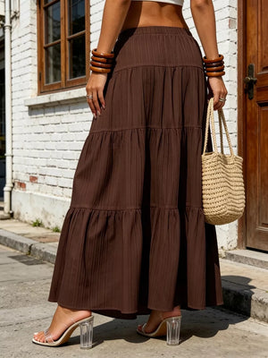 Maxi Ruched Skirt in Burgundy