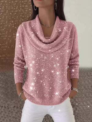 pullover sweater in Red with cowl neck and long sleeve