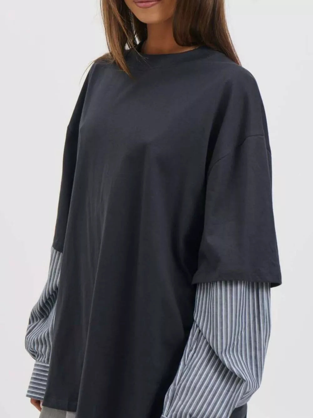 95% viscose, 5% elastane Care instructions: Machine wash cold t-shirt in slate gray with oversized silhouette