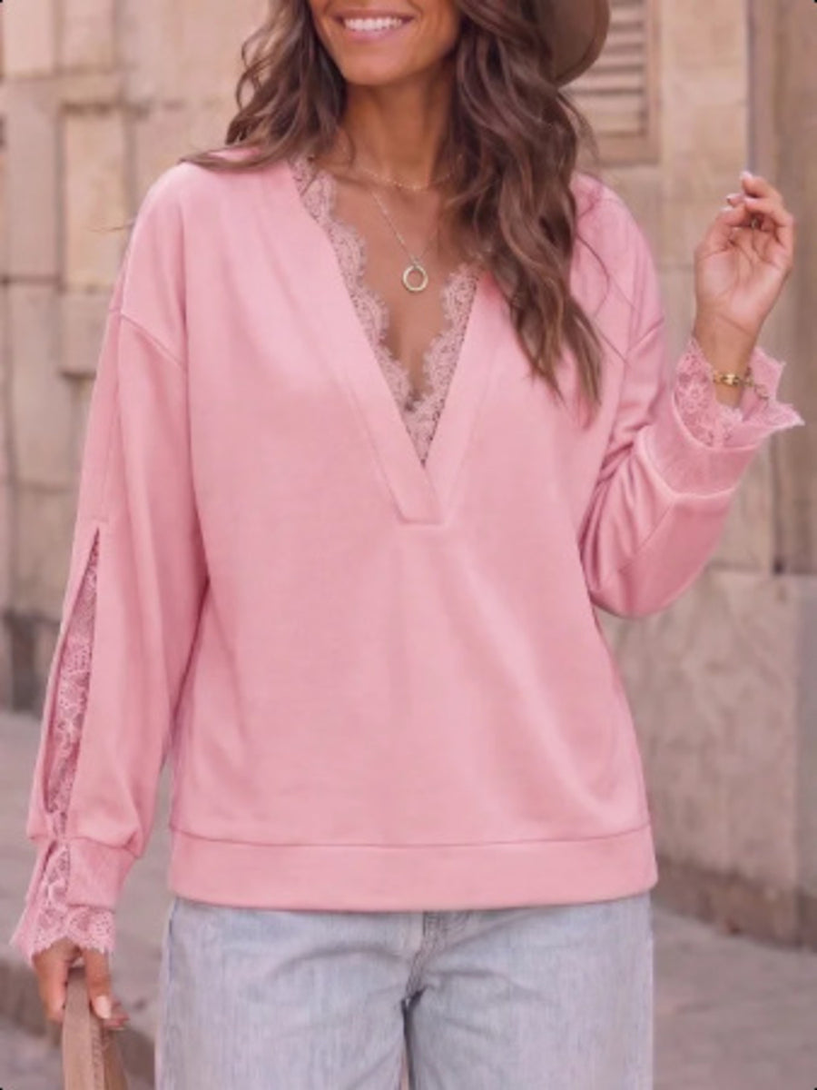 Dark Blue relaxed sweatshirt with v-neck