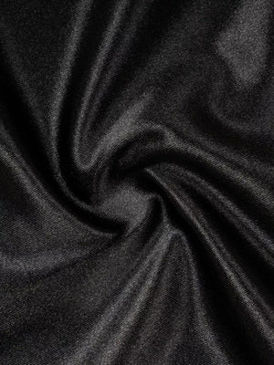 Black satin skirt fabric with a lustrous sheen and soft drape.
