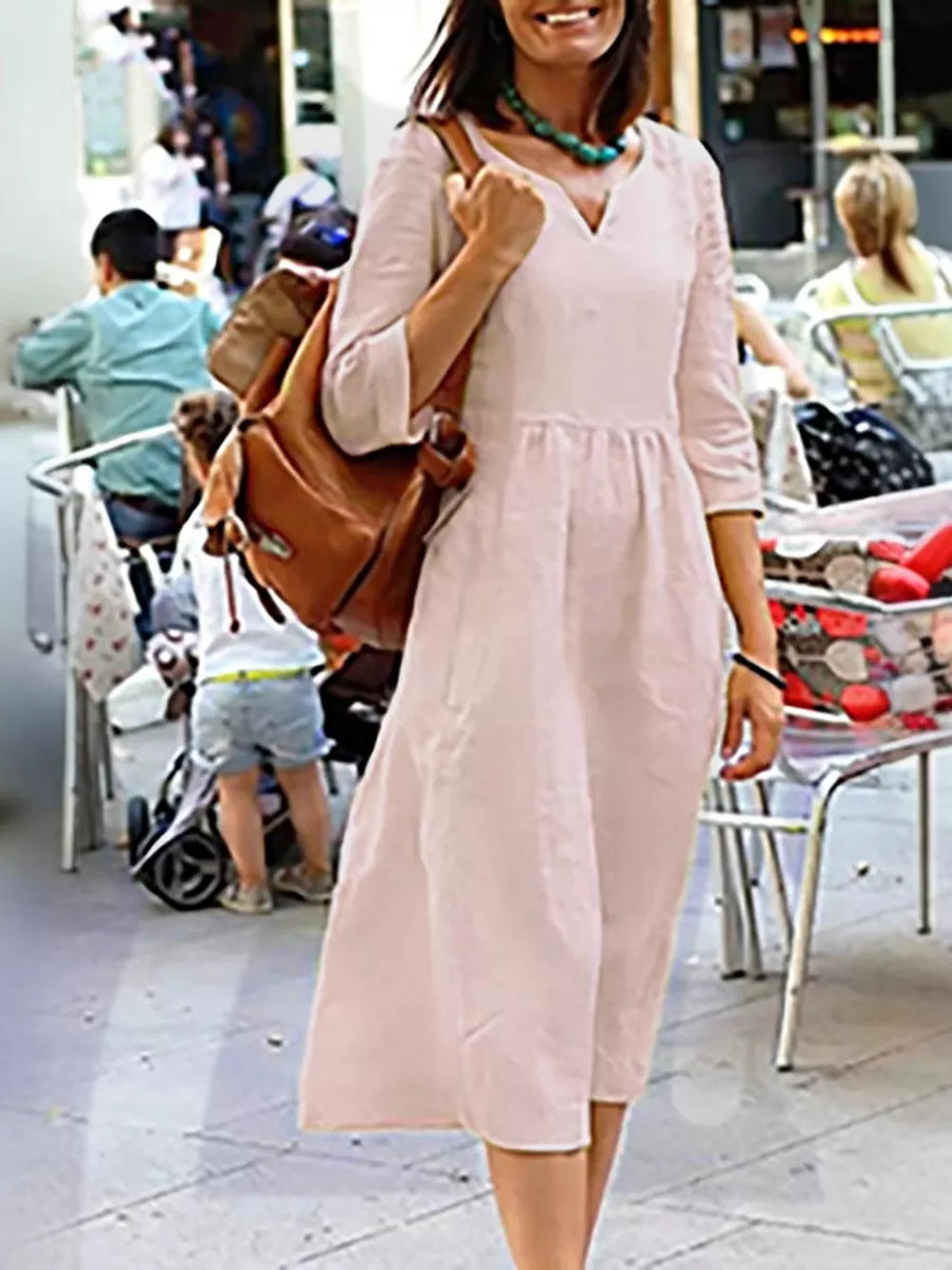 95%cotton, 5%spandex Care instructions: Machine wash cold midi dress in Red with A-line silhouette