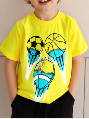 Vonili kids' active play graphic t-shirt with crew neck
