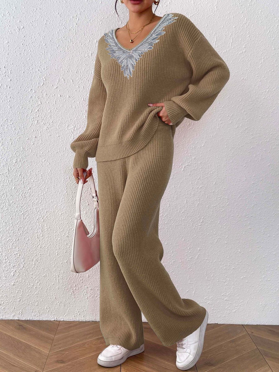 Black sweater set with full-length and pullover