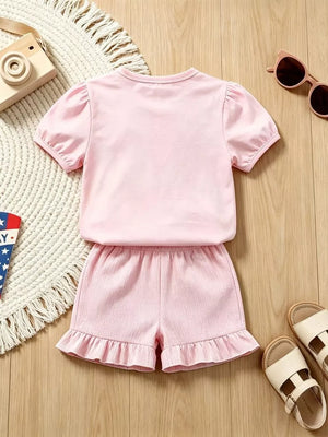 Children's Graphic Round Neck Tee And Shorts Set option 6