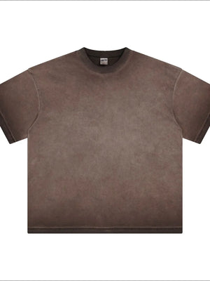 Pigment-dyed oversized tee in Coffee Brown with a crew neck and short sleeves.