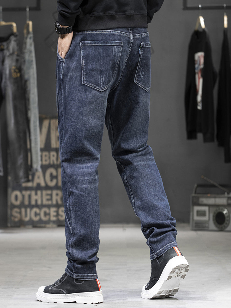 French Blue jeans with full-length and zip-front