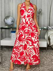 100% polyester Care instructions: Machine wash cold maxi dress in Red with A-line silhouette