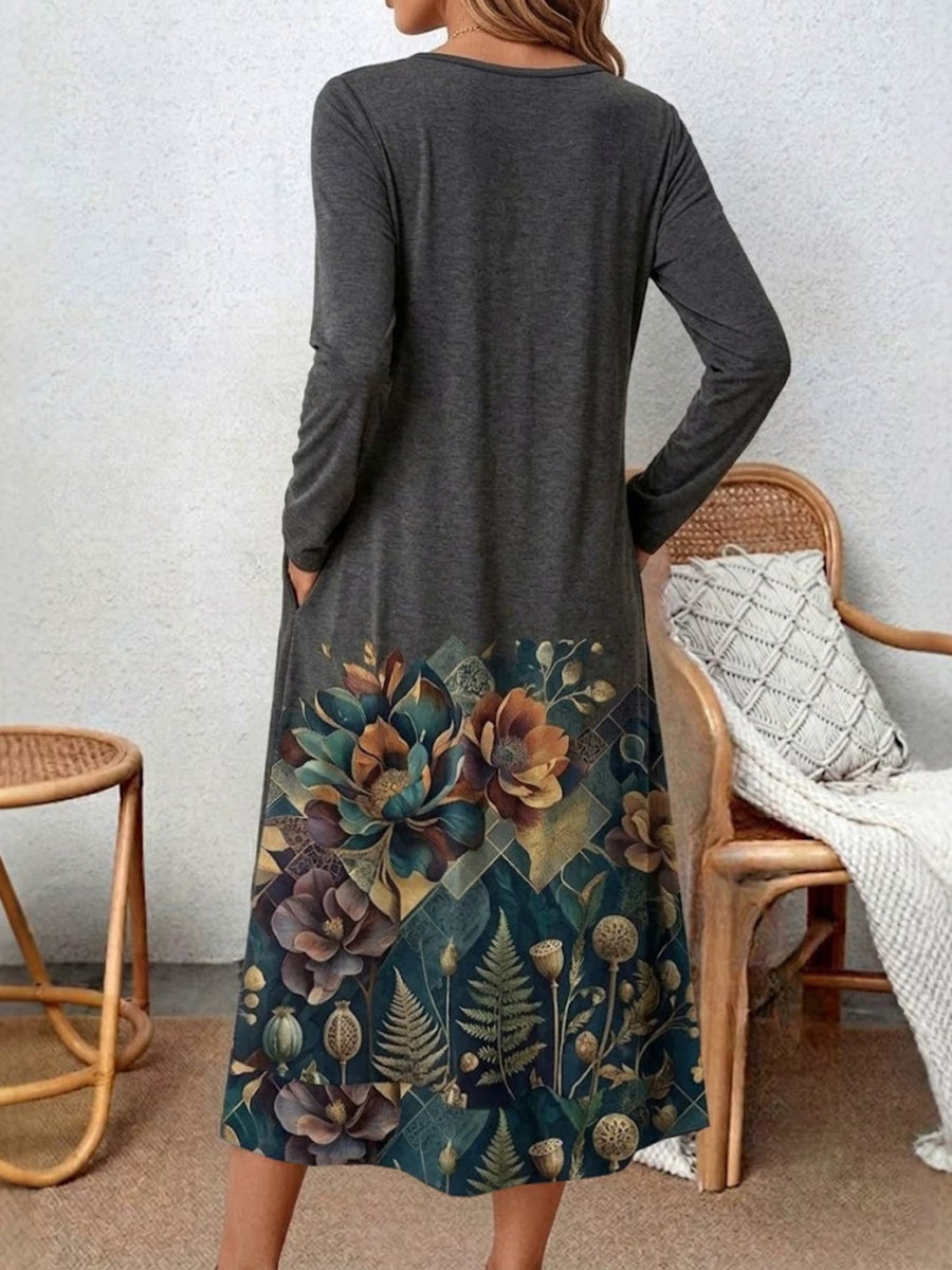 100% polyester Care instructions: Machine wash cold midi dress in rust with A-line silhouette