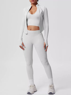 charcoal fitted active set with v-neck