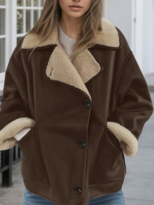 100% polyester Care instructions: Machine wash cold jacket in cream with relaxed silhouette