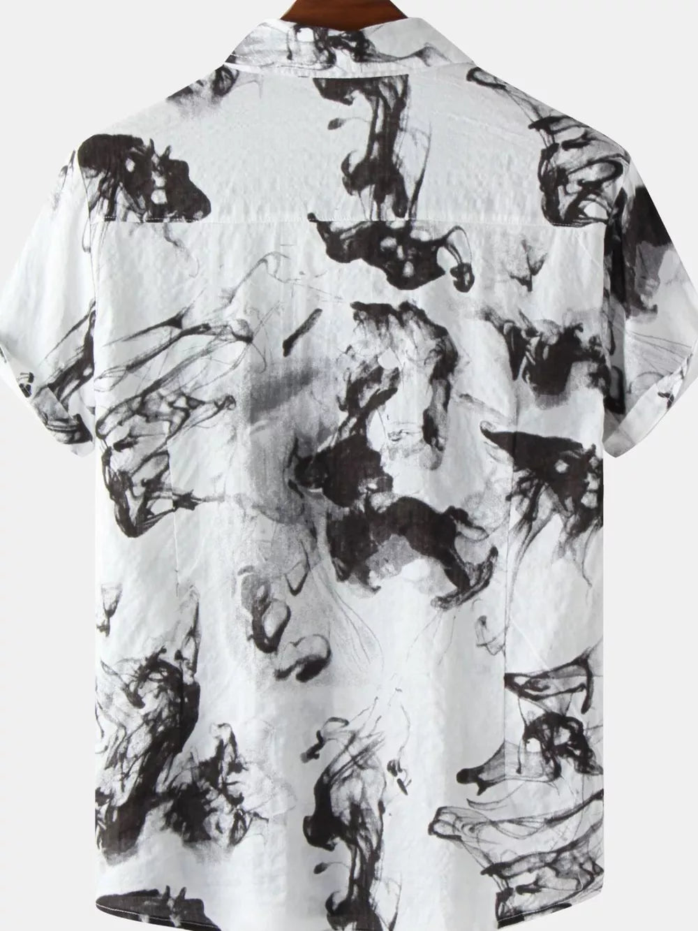 Blue Men's Plus Size Abstract Ink Splash Short Sleeve Shirt