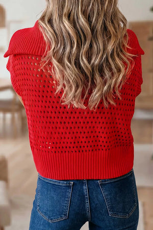 Openwork Quarter-zip Knit Top in this colorway