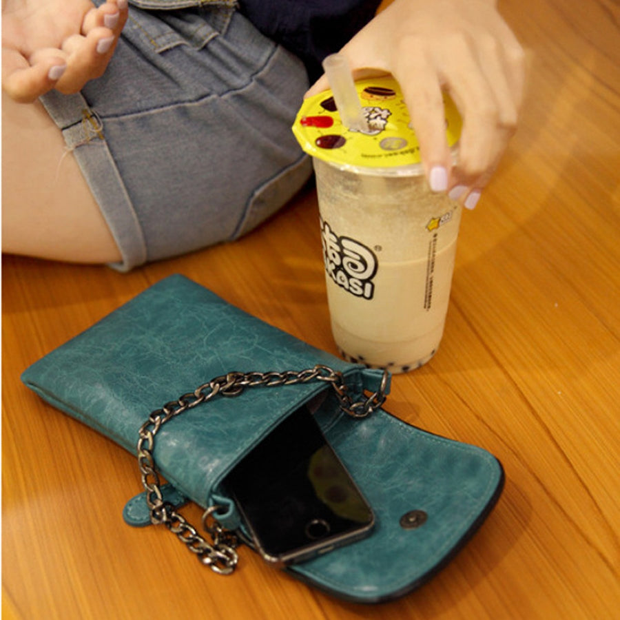 PU Leather Imported Size &amp crossbody bag in teal with boxy silhouette